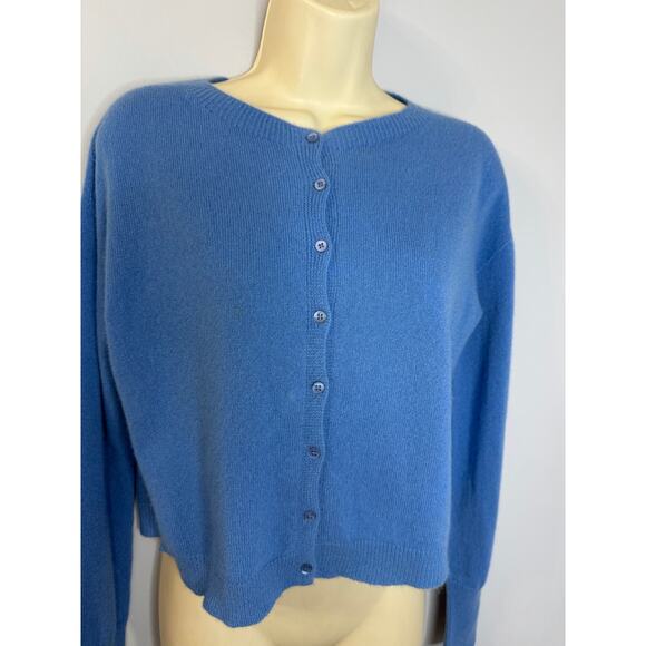 Dixie Cashmere Crop Cardigan Soft Casual Women's S Blue - Picture 2 of 11